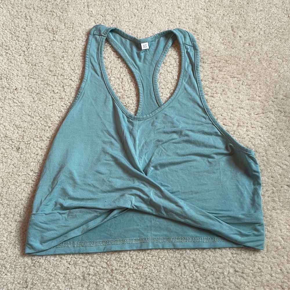 Cropped Front cross razor back tank top